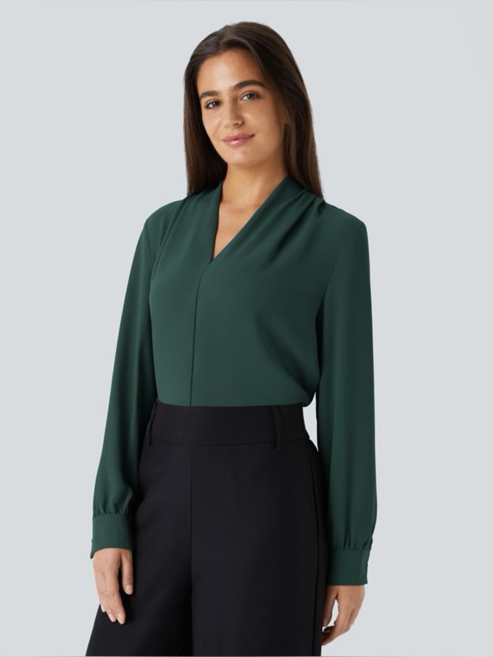 Halara V Neck Long Sleeve Work Tunic Blouse Green, Women’s Medium